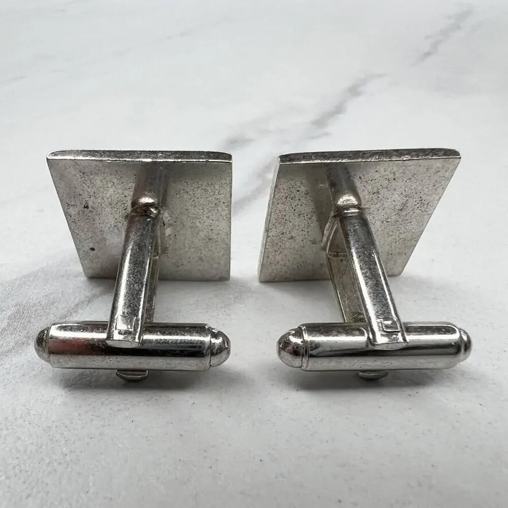 Silver Tone P Initial Letter Square Cufflinks